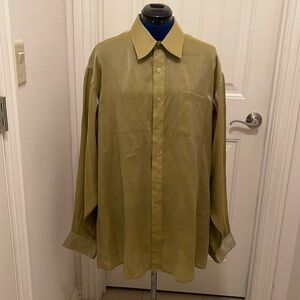 STACY ADAMS Gold Metallic look LONG SLEEVE button up men’s‎ sz 18.5 36-37 pocket